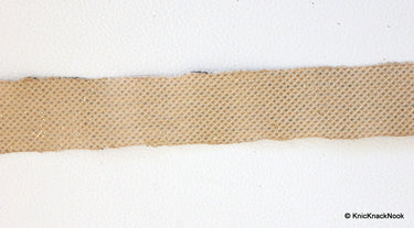 3 Yard Faux Leather Trim Lace With Light Brown Embroidery And Gold Glitter, Approx 28 mm Wide Decorative Craft Trim, Belt Trim Stripes Trim